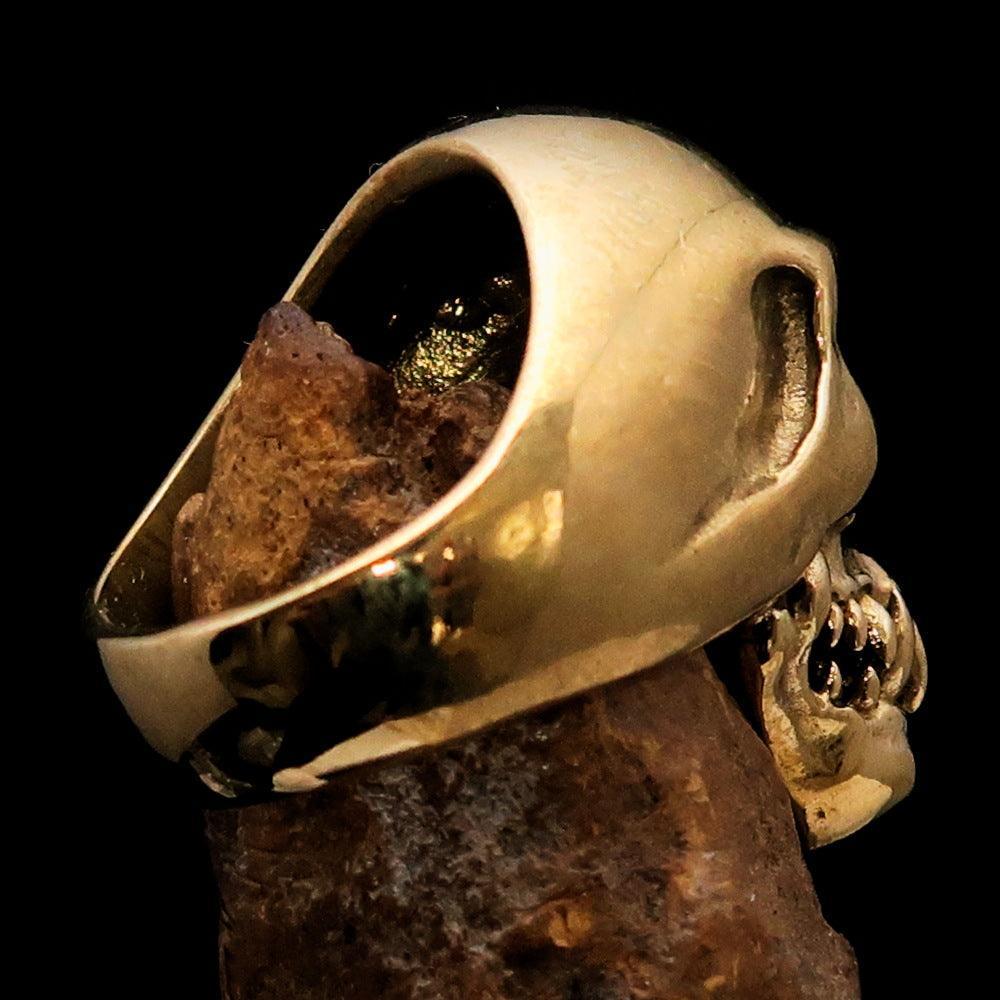 Excellent crafted Men's red 1% Zombie Skull Outlaw Biker Ring - solid Brass - BikeRing4u