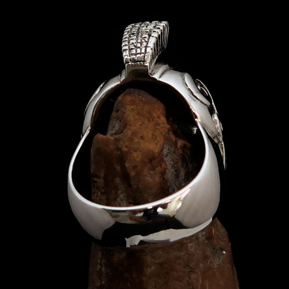 Excellent crafted Men's Skull Biker Ring Roman Centurion - Sterling Silver - BikeRing4u