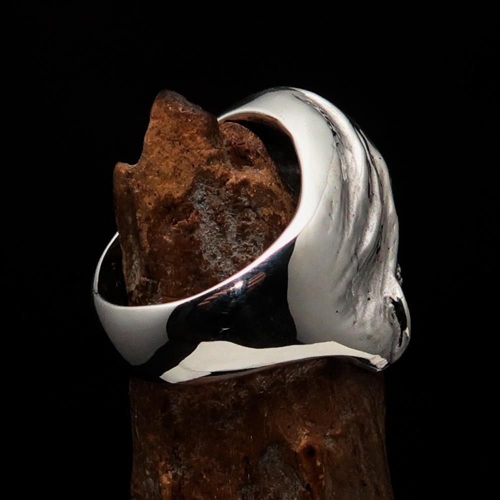 Excellent crafted Men's Grim Reaper Skull Ring Speak No Evil - Sterling Silver - BikeRing4u