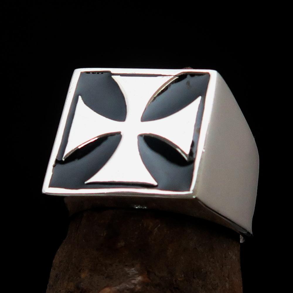 Perfectly crafted Men's Biker Ring Iron Cross Black - Sterling Silver - BikeRing4u