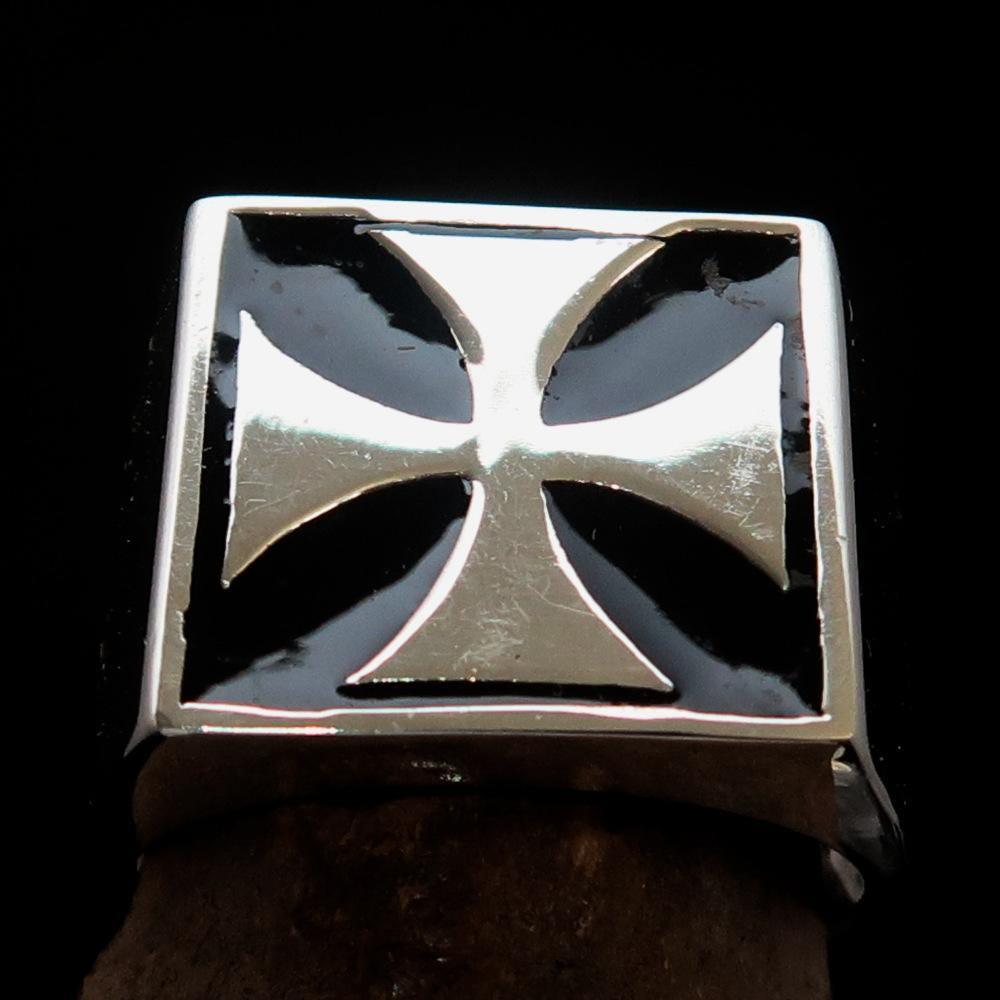Perfectly crafted Men's Biker Ring Iron Cross Black - Sterling Silver - BikeRing4u