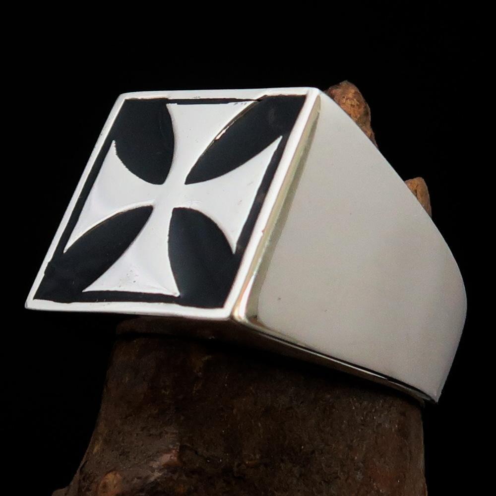 Perfectly crafted Men's Biker Ring Iron Cross Black - Sterling Silver - BikeRing4u