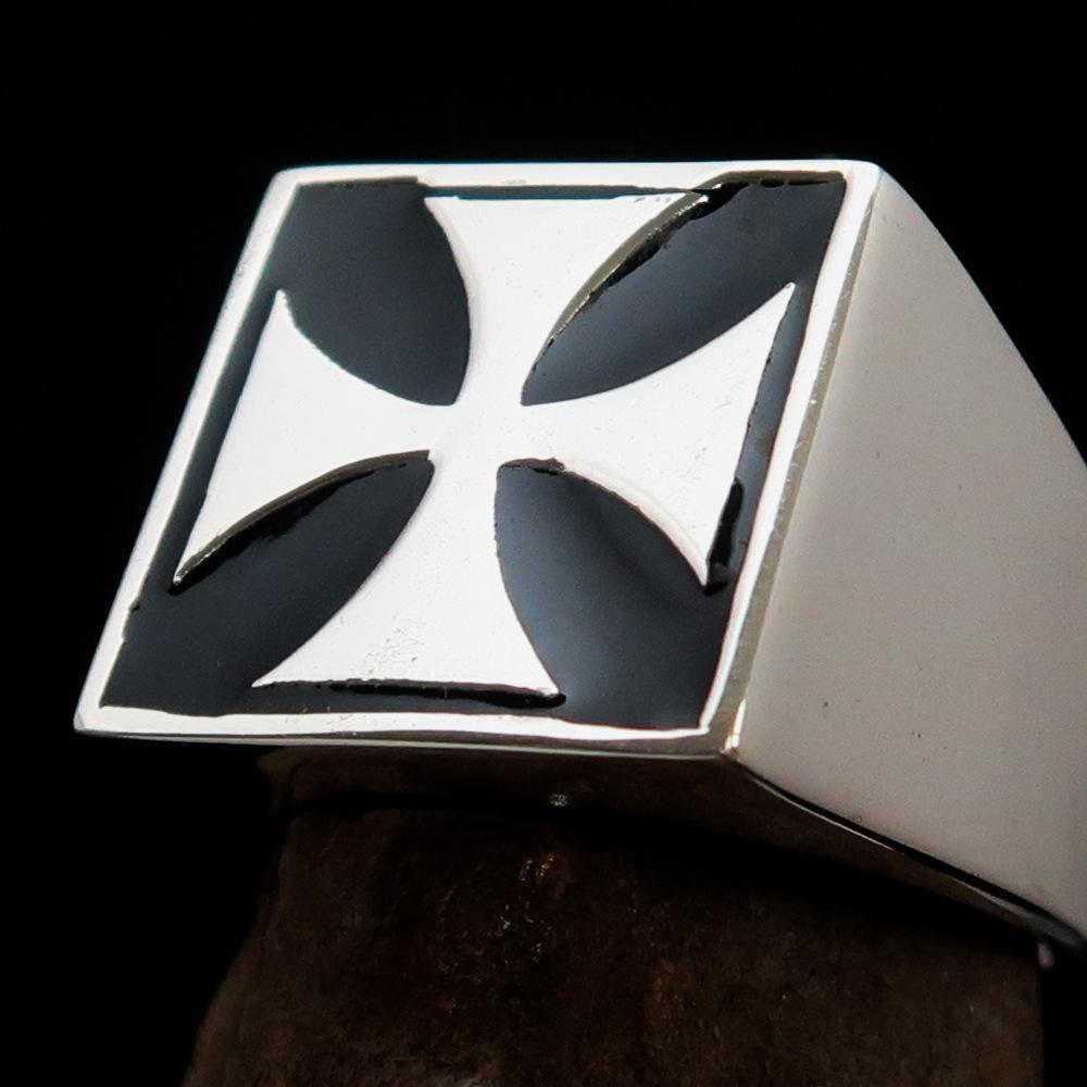 Perfectly crafted Men's Biker Ring Iron Cross Black - Sterling Silver - BikeRing4u