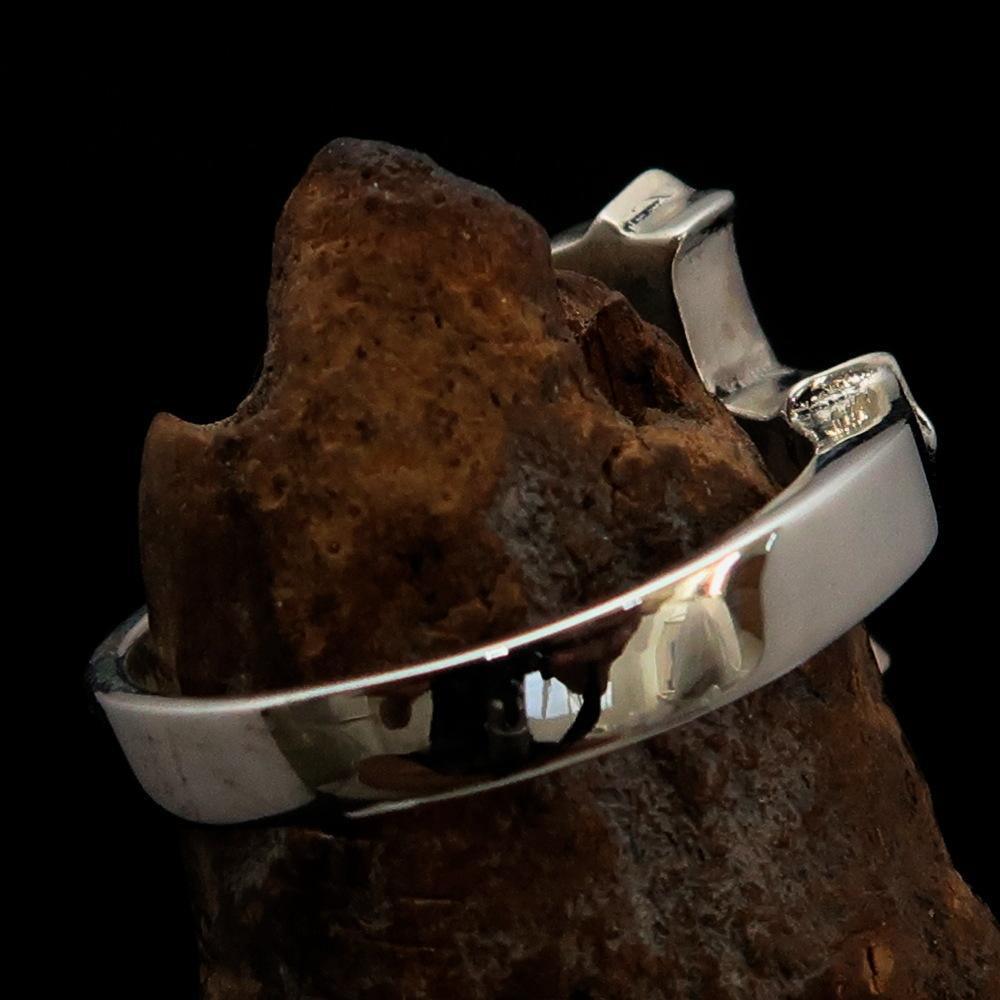 Excellent crafted Men's ornamental Celtic Cross Ring - antiqued Sterling Silver - BikeRing4u