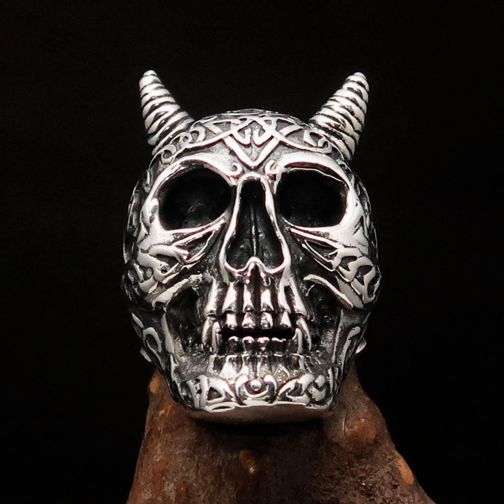 Excellent crafted Men's Biker Ring Celtic Devil Skull Sterling Silver 925 - BikeRing4u
