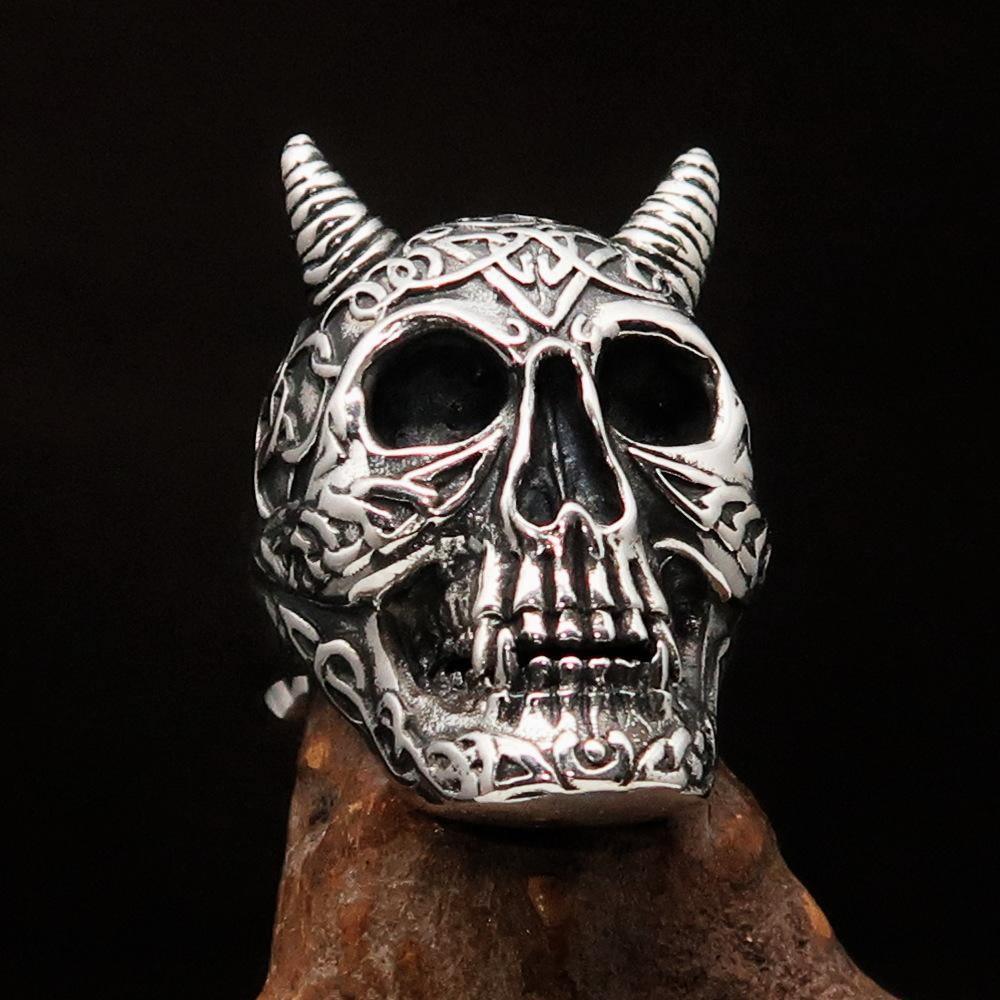 Excellent crafted Men's Biker Ring Celtic Devil Skull Sterling Silver 925 - BikeRing4u