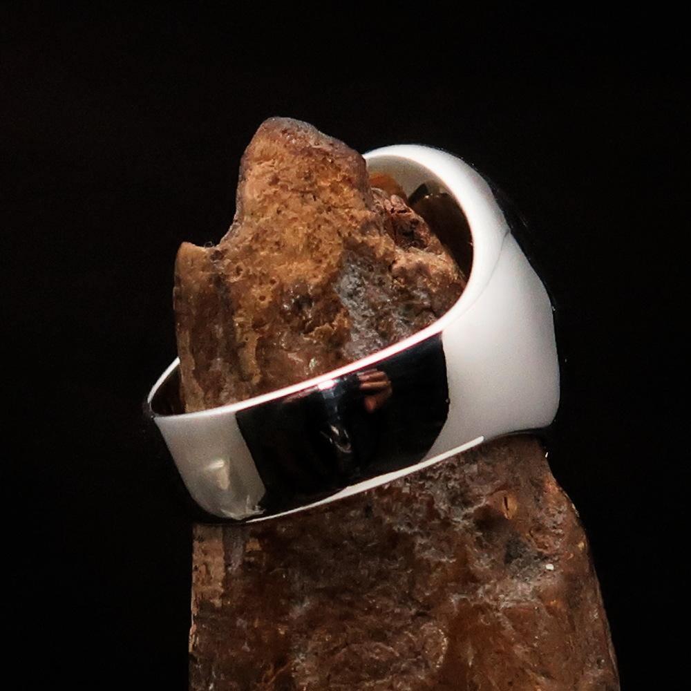 Excellent crafted Men's Hebrew Ring oval Blue Star of David - Sterling Silver - BikeRing4u