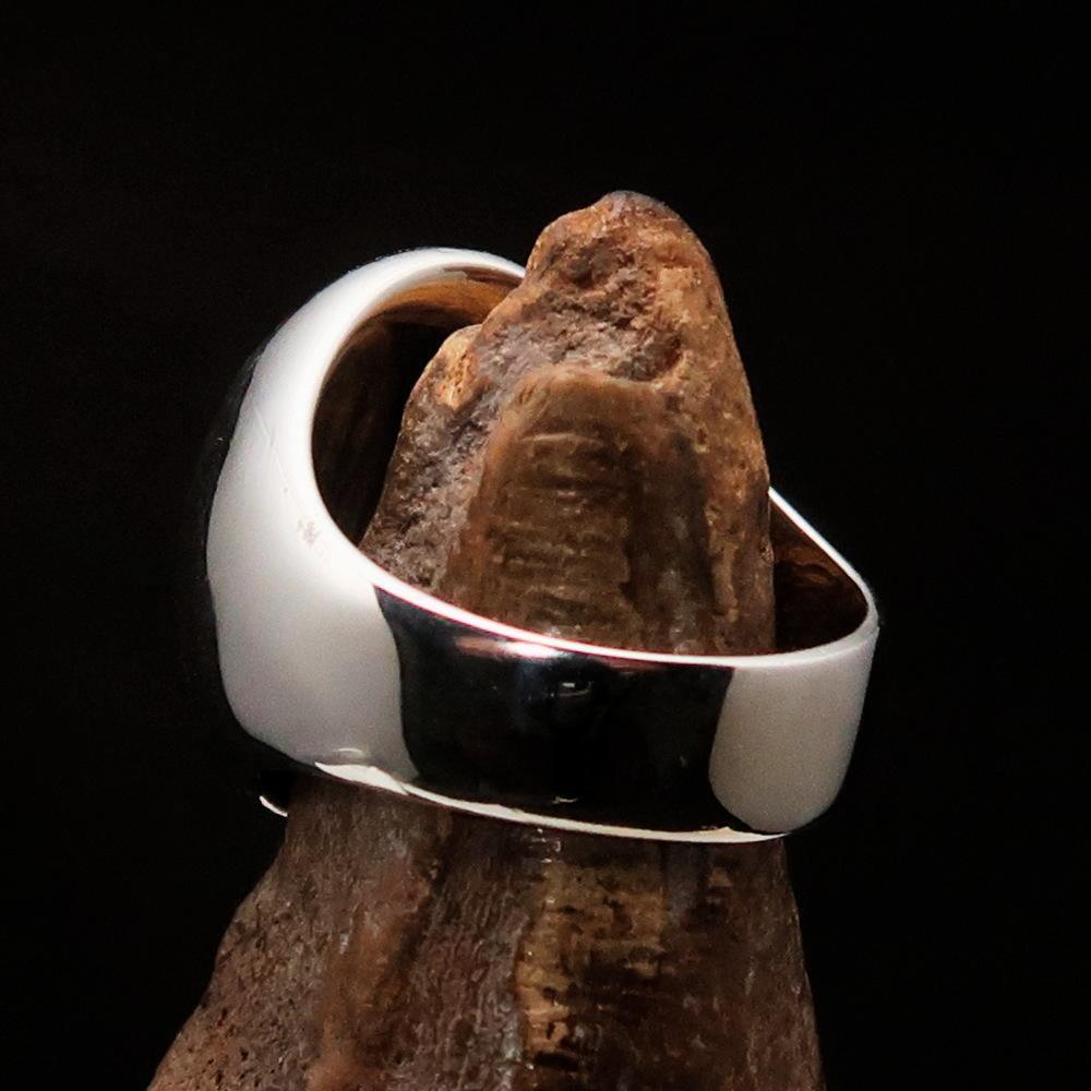 Excellent crafted Men's Hebrew Ring oval Blue Star of David - Sterling Silver - BikeRing4u