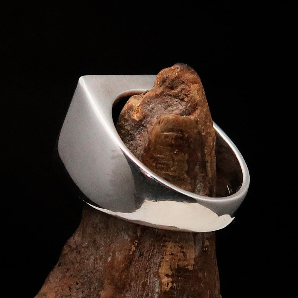 Perfectly crafted Men's Shield Ring Crossed blue Skeleton Keys - Sterling Silver - BikeRing4u