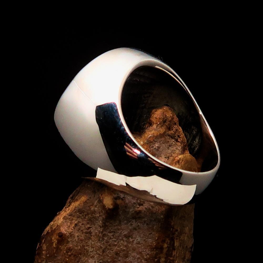 Perfectly crafted Men's Masonic Skull Ring Blue - Sterling Silver - BikeRing4u