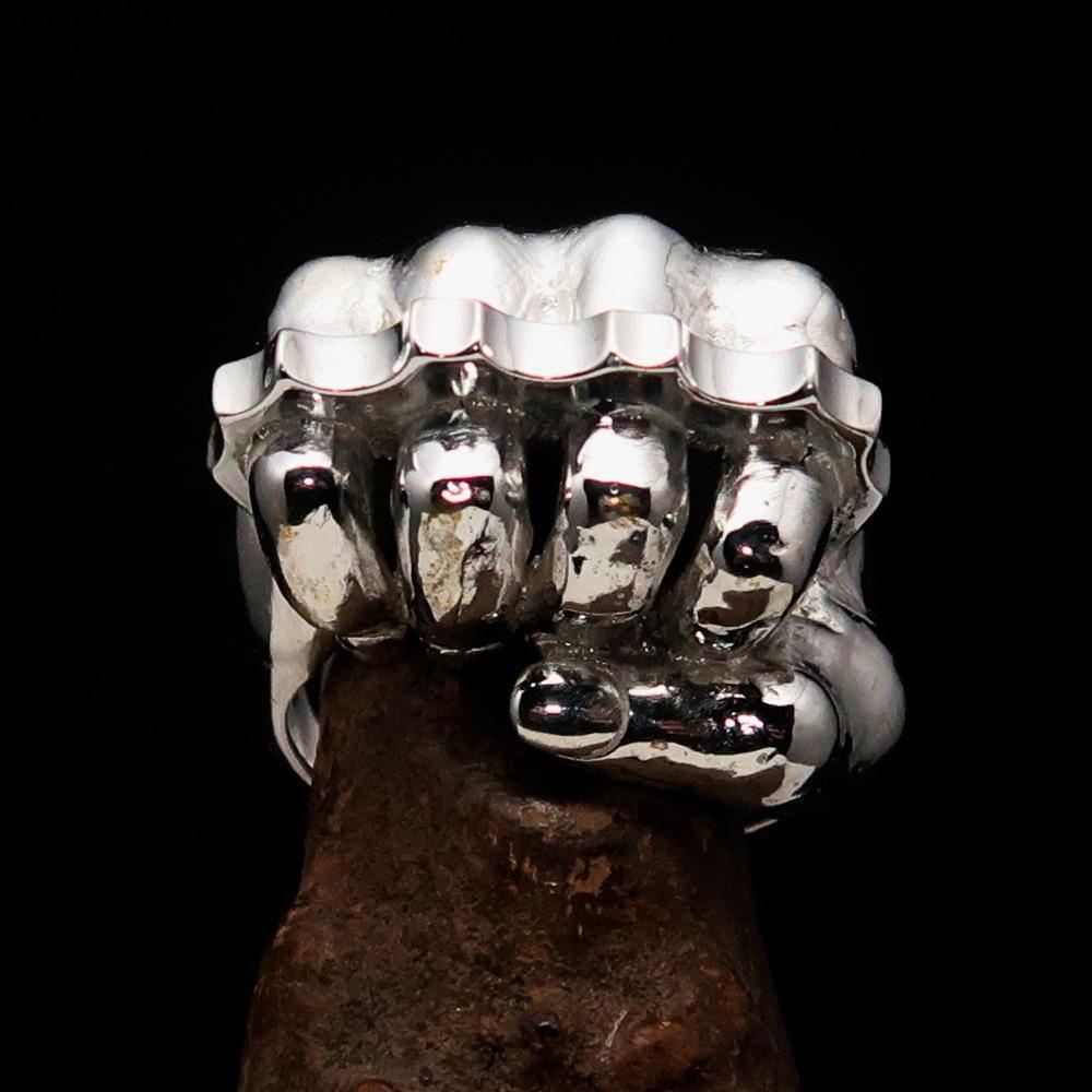 Excellent crafted Sterling Silver Biker Ring Knuckle Duster Fist - BikeRing4u
