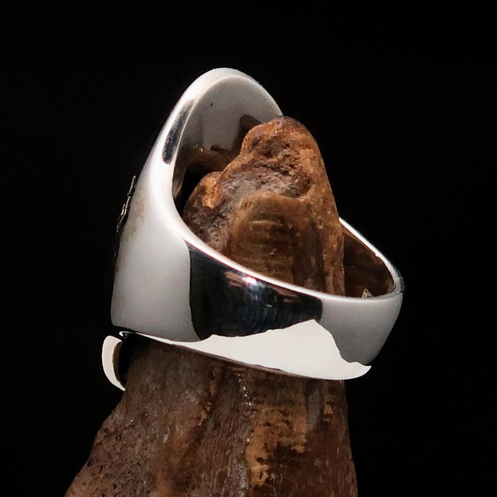 Perfectly crafted Men's Coptic Cross Ring Antiqued - Sterling Silver - BikeRing4u