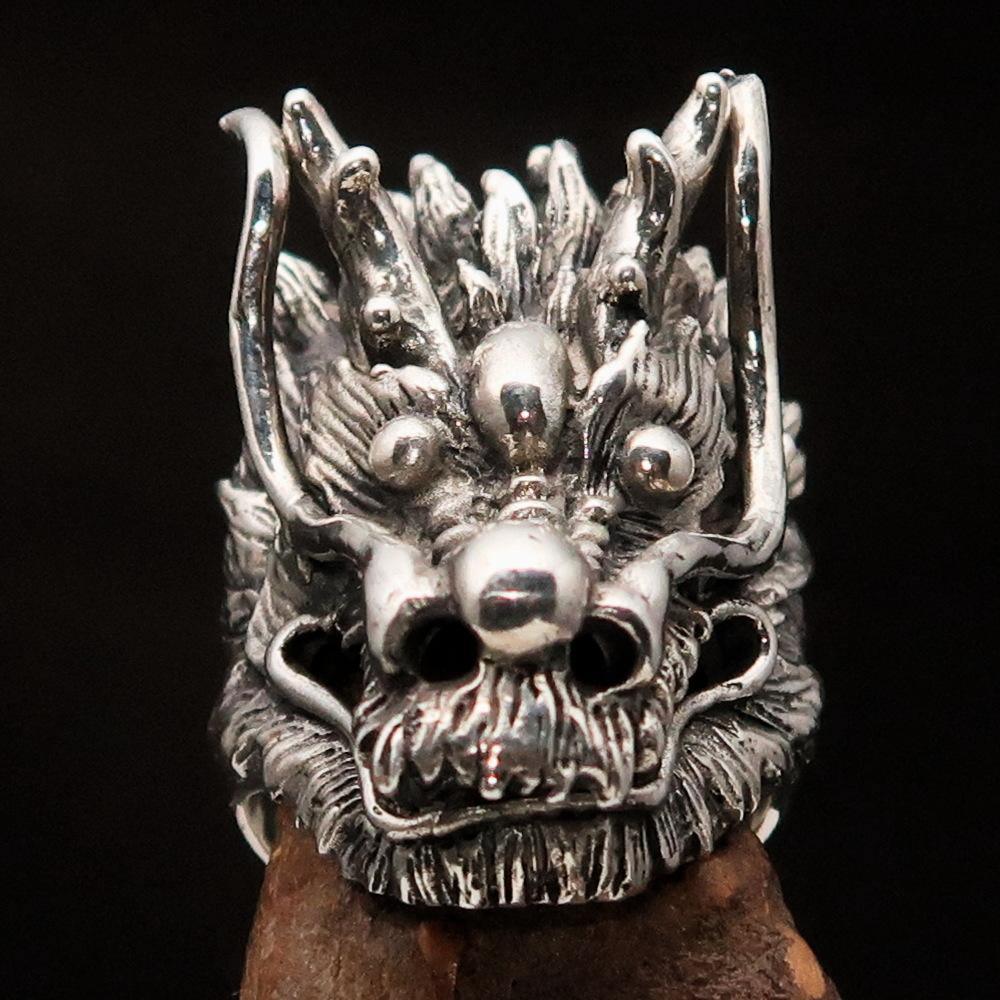 Excellent crafted Men's Animal Ring Male Dragon Sterling Silver 925 - BikeRing4u