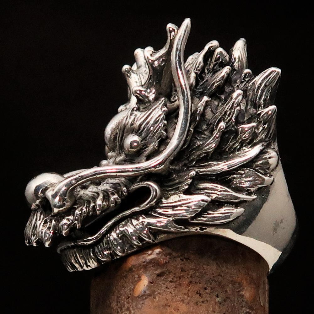 Excellent crafted Men's Animal Ring Male Dragon Sterling Silver 925 - BikeRing4u
