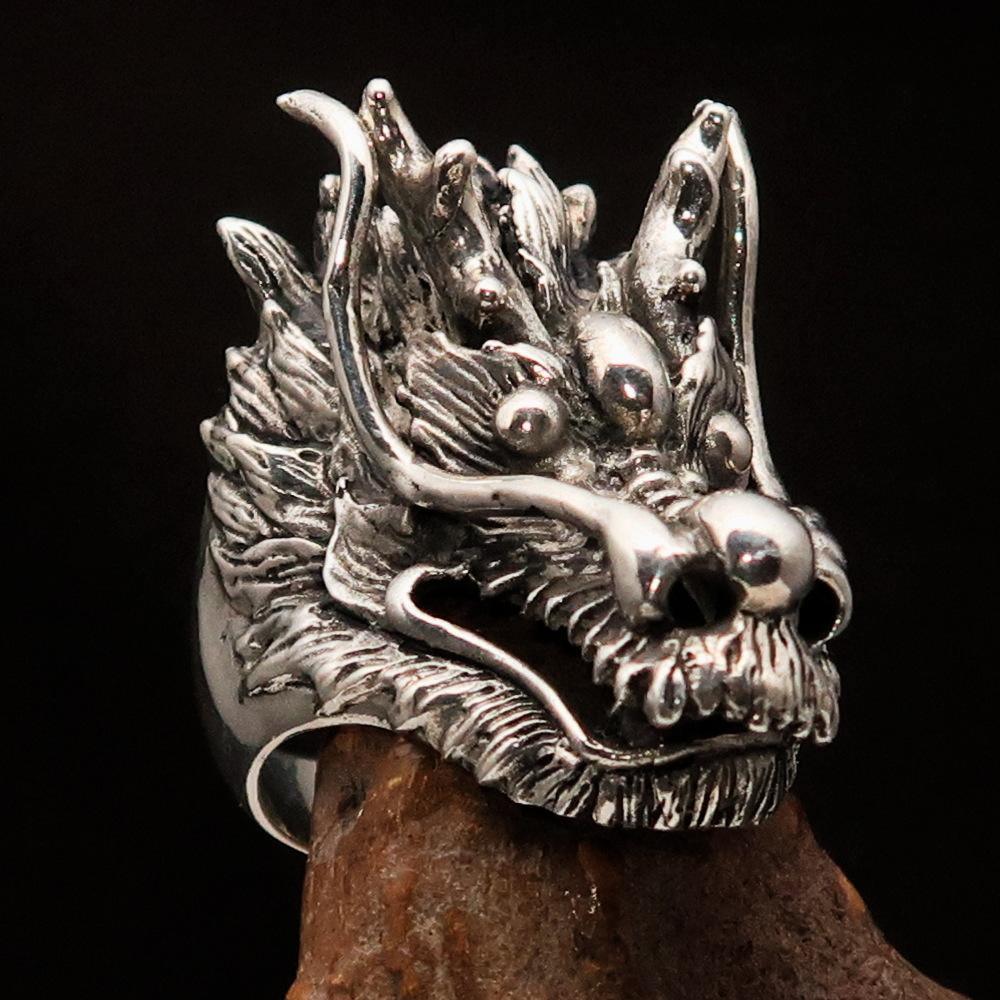 Excellent crafted Men's Animal Ring Male Dragon Sterling Silver 925 - BikeRing4u
