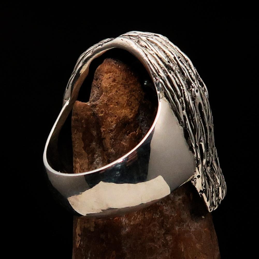 Excellent crafted Men's Sterling Silver Hippie Skull Ring - BikeRing4u