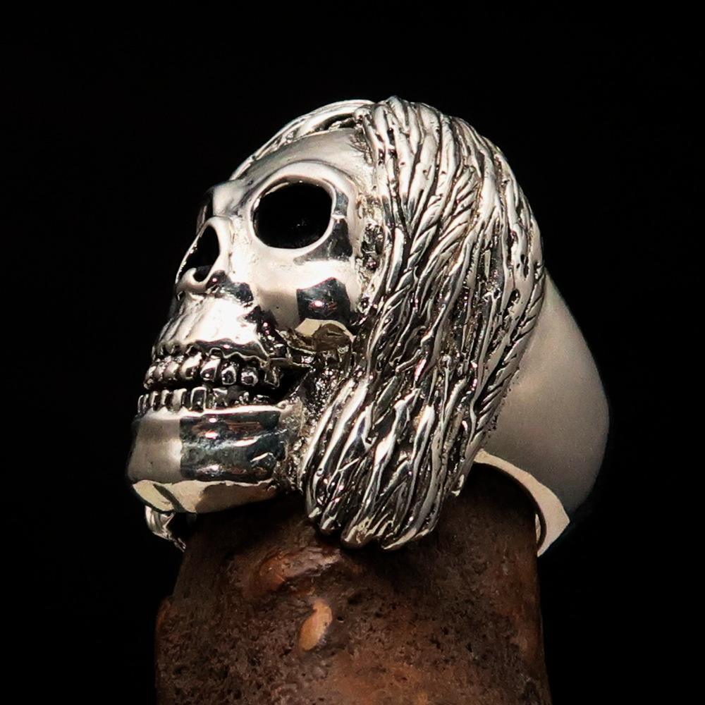 Excellent crafted Men's Sterling Silver Hippie Skull Ring - BikeRing4u