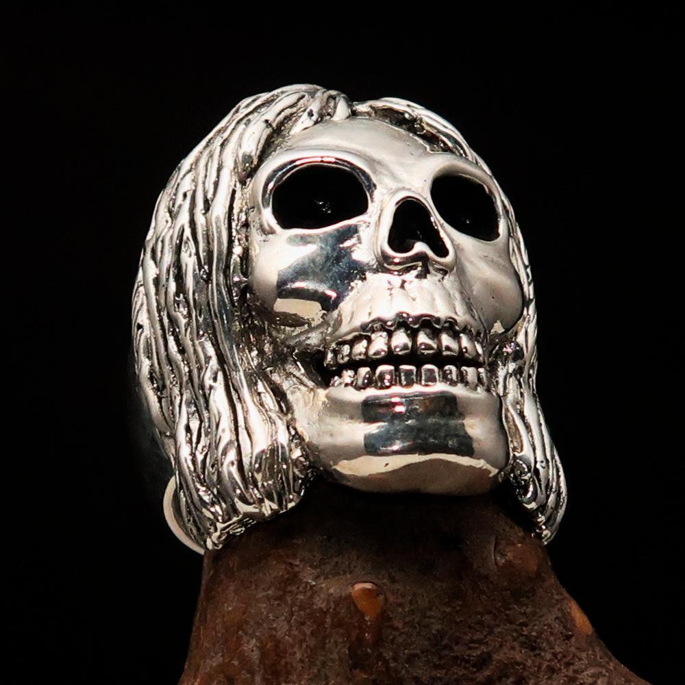 Excellent crafted Men's Sterling Silver Hippie Skull Ring - BikeRing4u