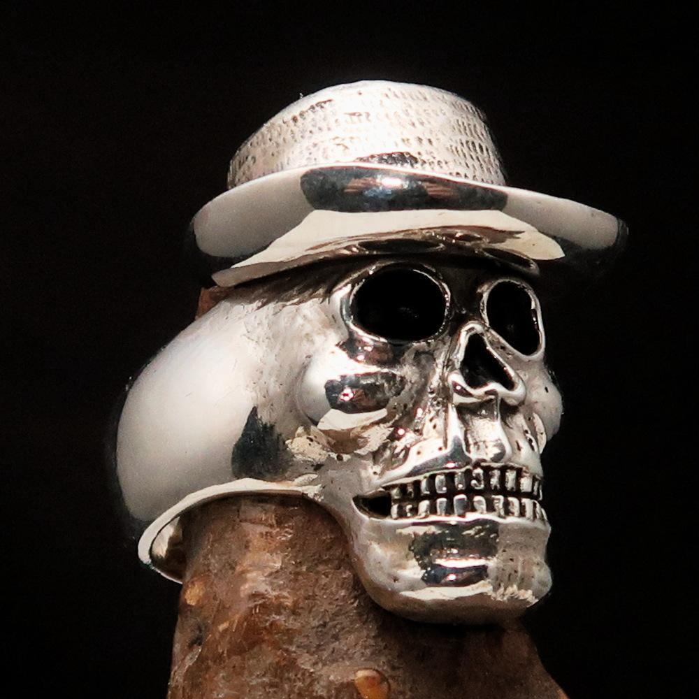 Excellent crafted Men's Sterling Silver Cowboy Skull Ring - BikeRing4u