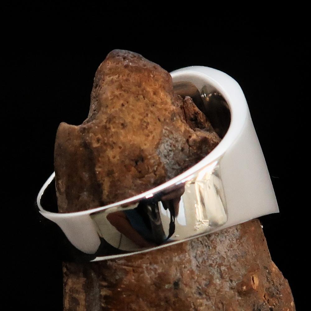 Excellent crafted Men's big red Egyptian Ankh Cross Ring - Sterling Silver - BikeRing4u