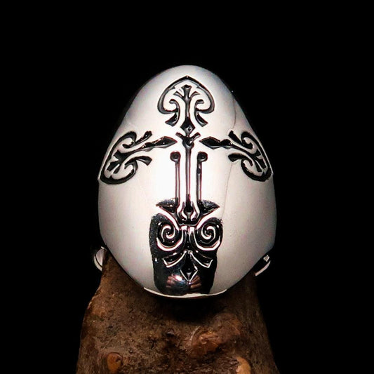 Perfectly crafted Men's Coptic Cross Ring Black - Sterling Silver - BikeRing4u