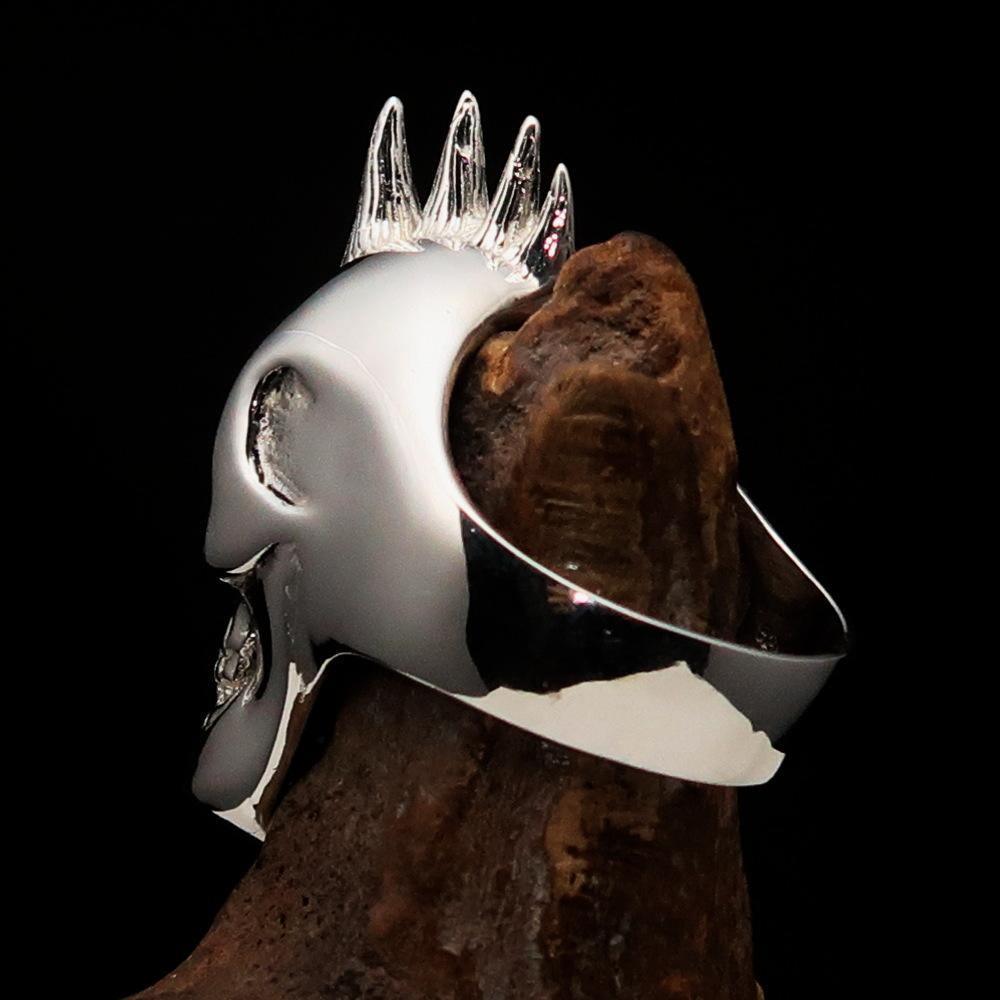 Excellent crafted Men's Punk Skull Ring Mohawk - Sterling Silver - BikeRing4u