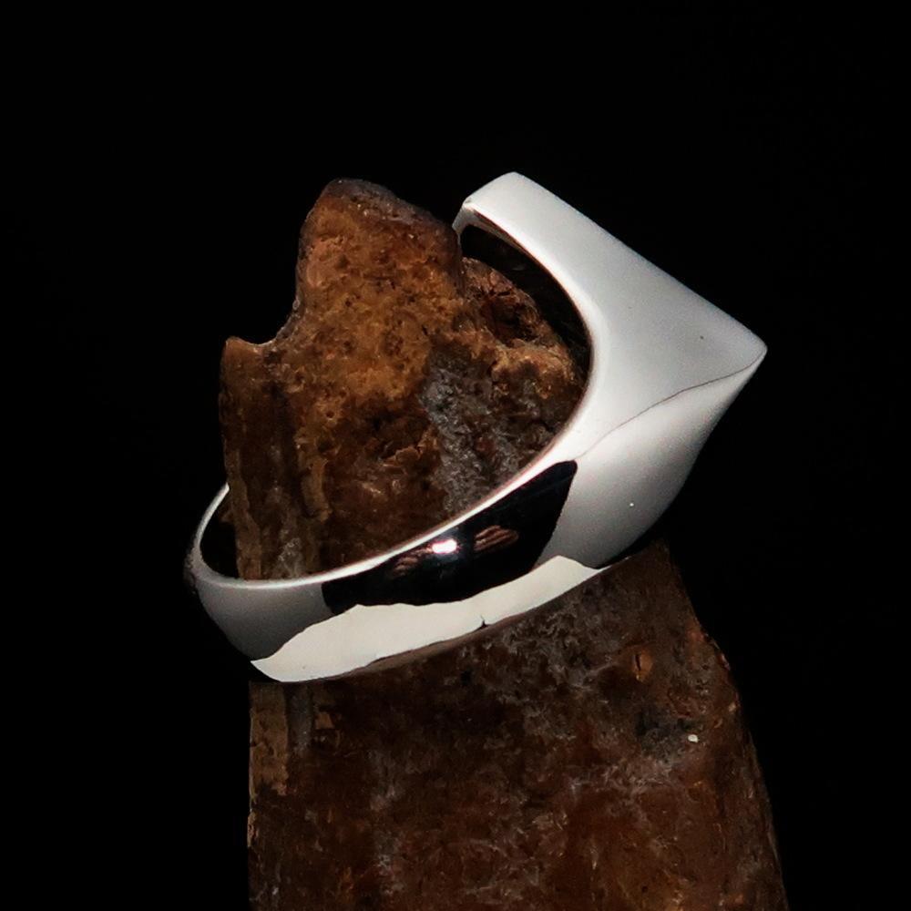 Excellent crafted Men's Black Fleur de Lis Cross Ring - Sterling Silver - BikeRing4u