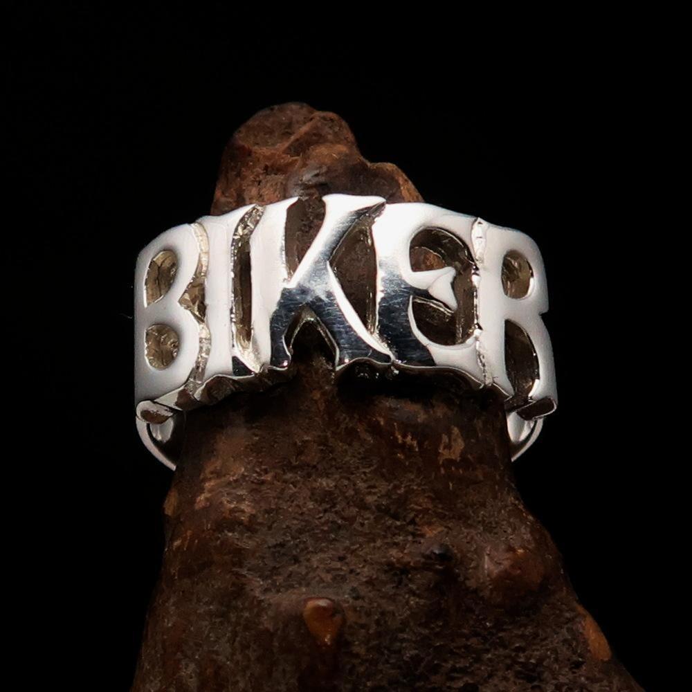 Excellent crafted One Word BIKER Ring - Sterling Silver - BikeRing4u
