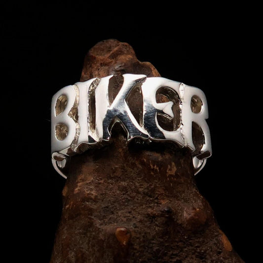 Excellent crafted One Word BIKER Ring - Sterling Silver - BikeRing4u