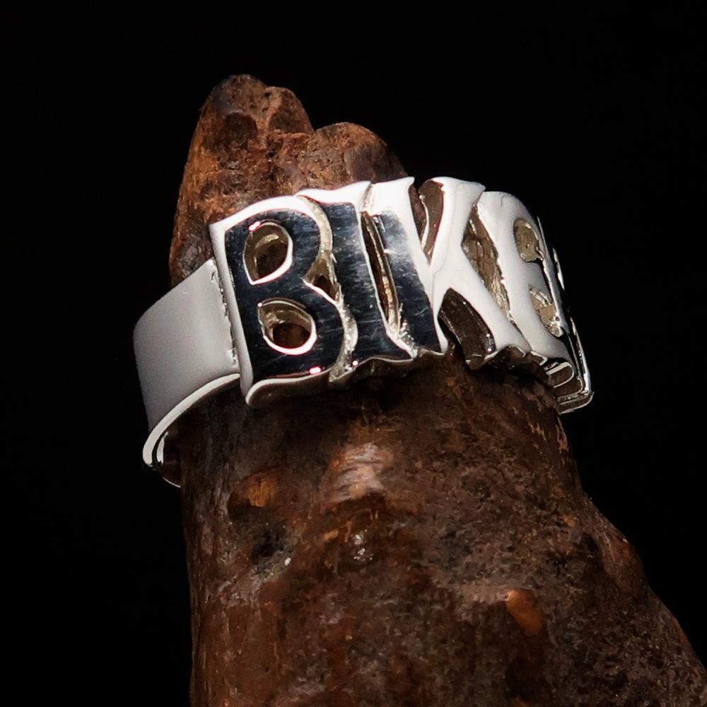 Excellent crafted One Word BIKER Ring - Sterling Silver - BikeRing4u