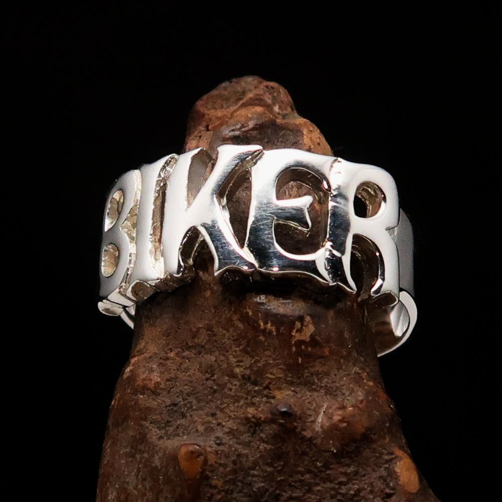 Excellent crafted One Word BIKER Ring - Sterling Silver - BikeRing4u