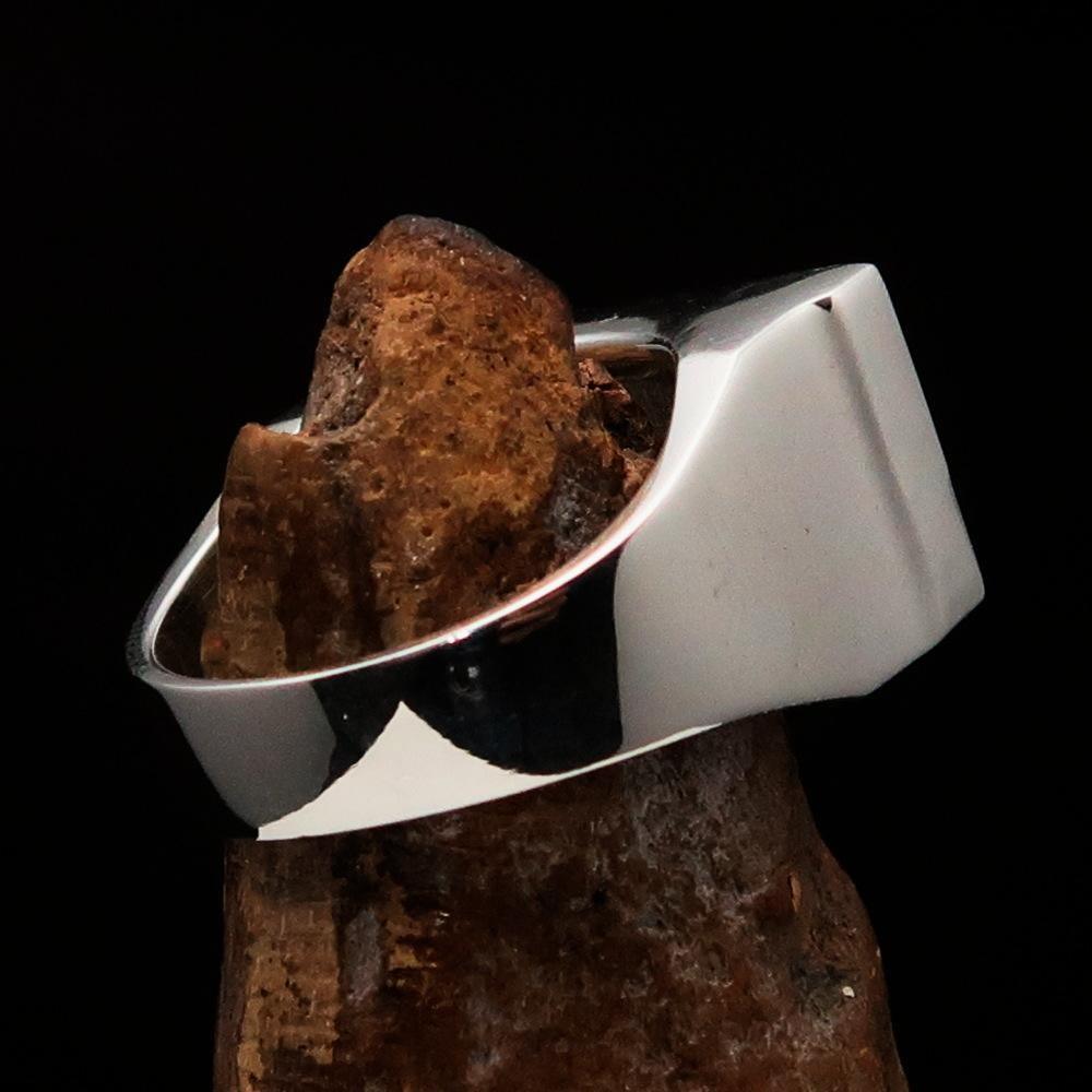 Excellent crafted rectangle shaped Men's German Flag Ring - Sterling Silver - BikeRing4u