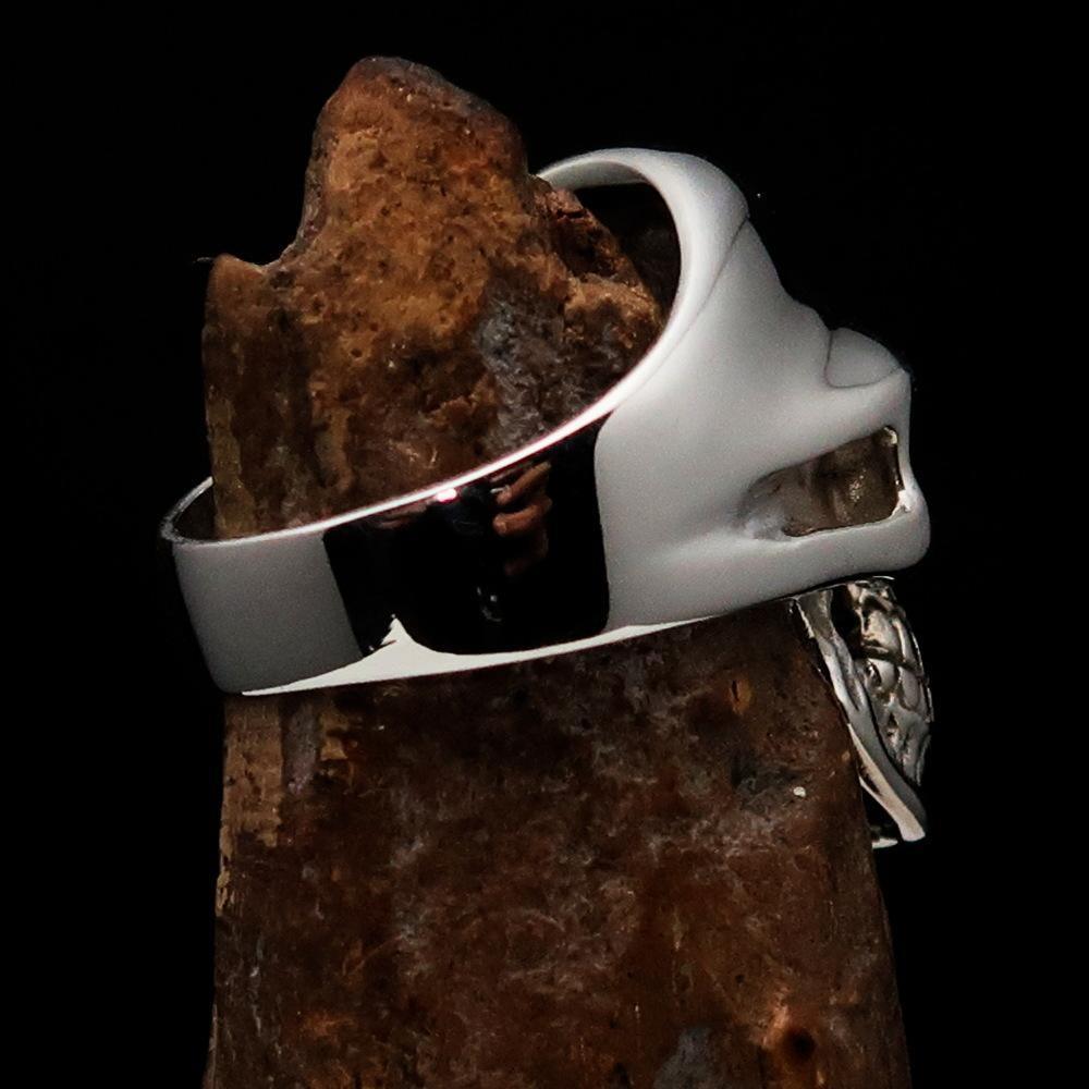 Excellent crafted Men's Masonic Ring Black Archer Skull - Sterling Silver 925 - BikeRing4u