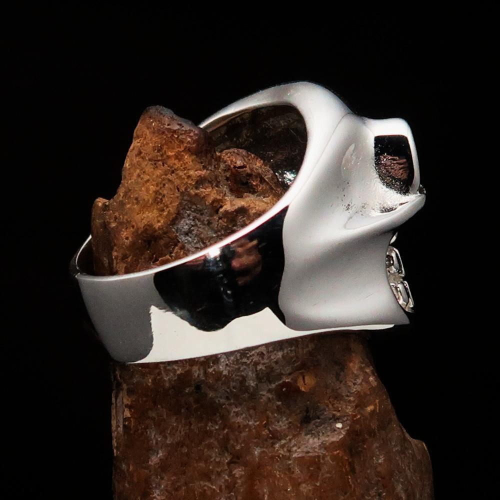Excellent Crafted Men's red Number 13 Gnome Skull Ring - Sterling Silver - BikeRing4u