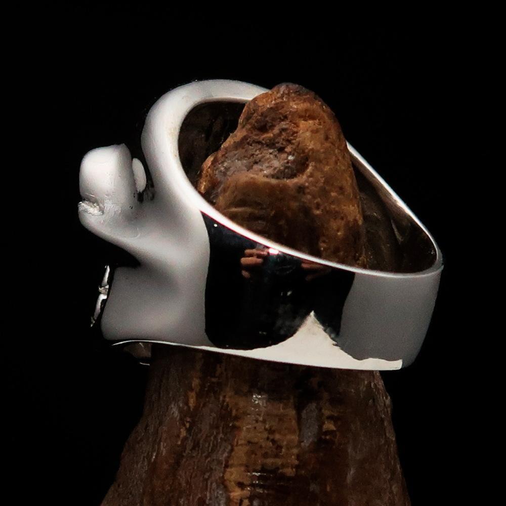 Excellent Crafted Men's red Number 13 Gnome Skull Ring - Sterling Silver - BikeRing4u