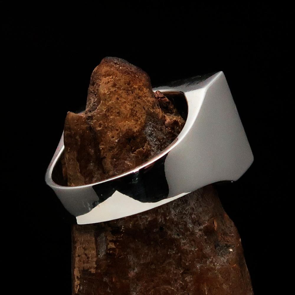 Excellent crafted rectangle shaped Men's New Zealand Flag Ring - Sterling Silver - BikeRing4u