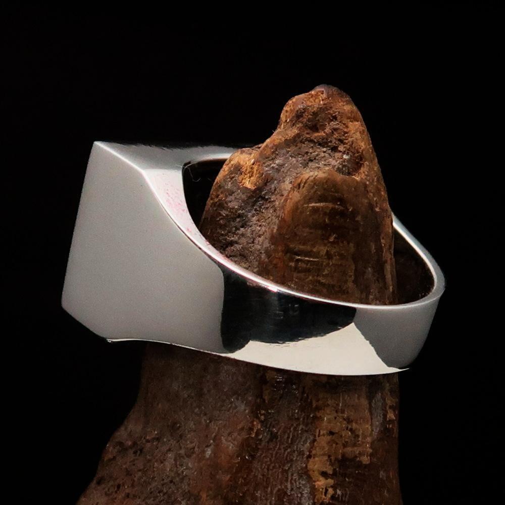 Excellent crafted rectangle shaped Men's New Zealand Flag Ring - Sterling Silver - BikeRing4u
