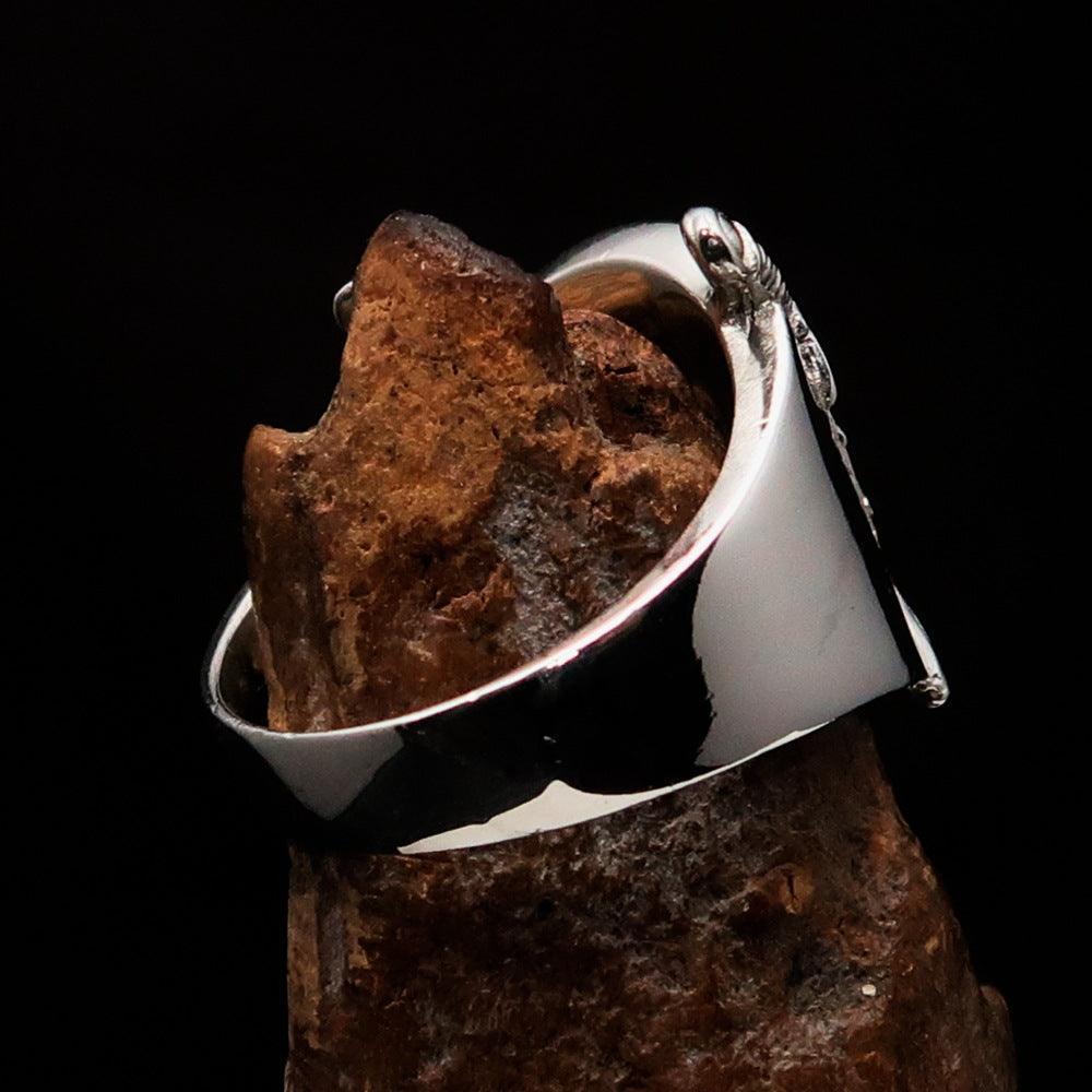 Crossed Swords Men's black Knights Templar Cross Ring - Sterling Silver - BikeRing4u