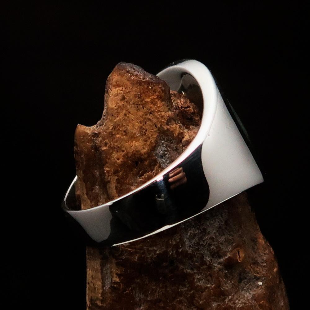 Excellent crafted Men's small green Egyptian Ankh Cross Ring - Sterling Silver - BikeRing4u