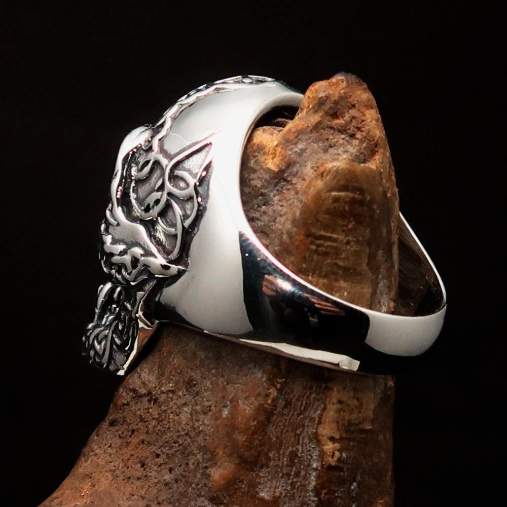Excellent crafted Men's Sterling Silver Celtic Skull Ring - BikeRing4u