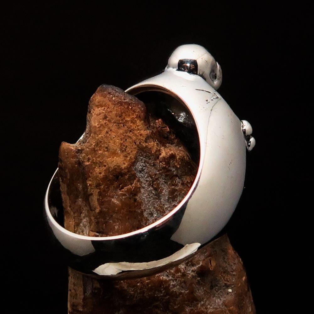 Excellent crafted Men's Sterling Silver Ring Bone Cross R.I.P Skull - BikeRing4u