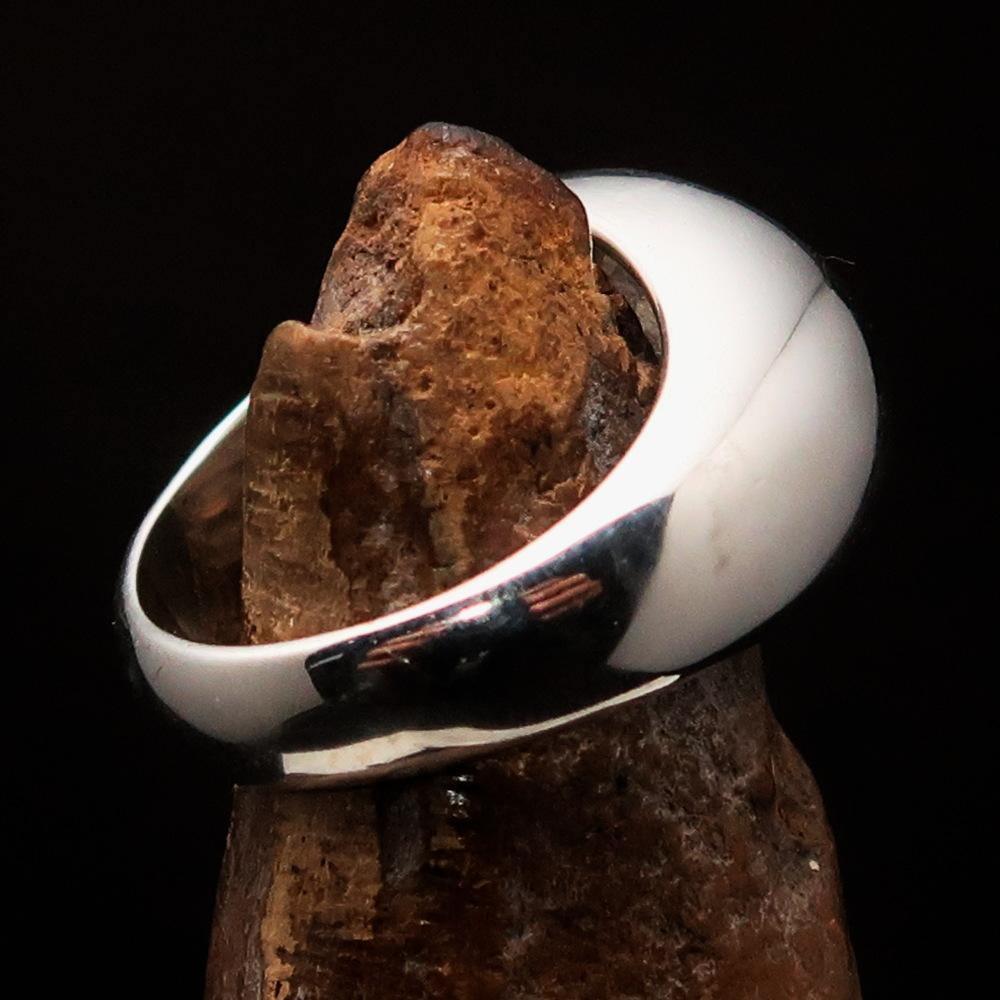 Men's Alien Skull Ring surrounded with 15 white CZ - Sterling Silver - BikeRing4u