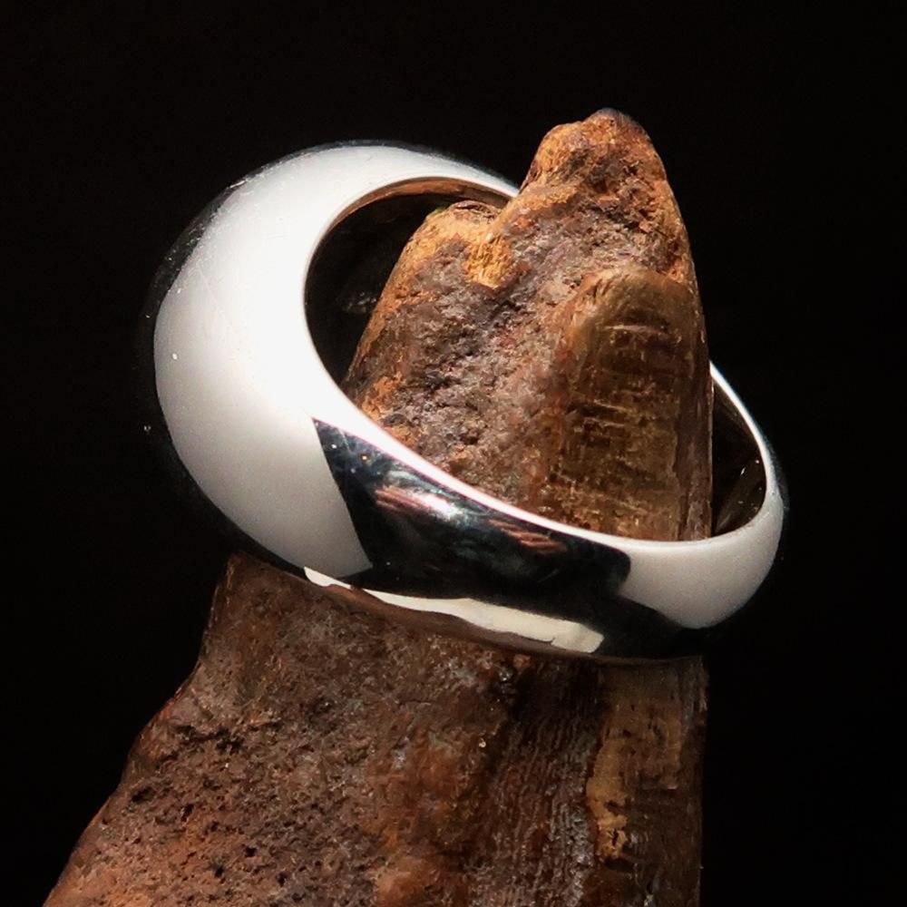 Men's Alien Skull Ring surrounded with 15 white CZ - Sterling Silver - BikeRing4u