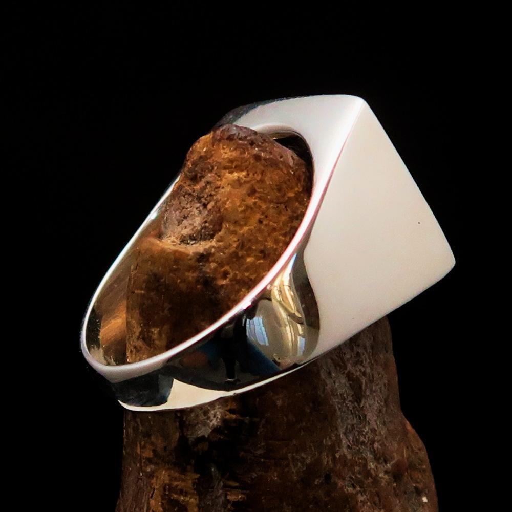 Excellent crafted Sterling Silver Men's Hexagram Ring Star of David Blue - BikeRing4u