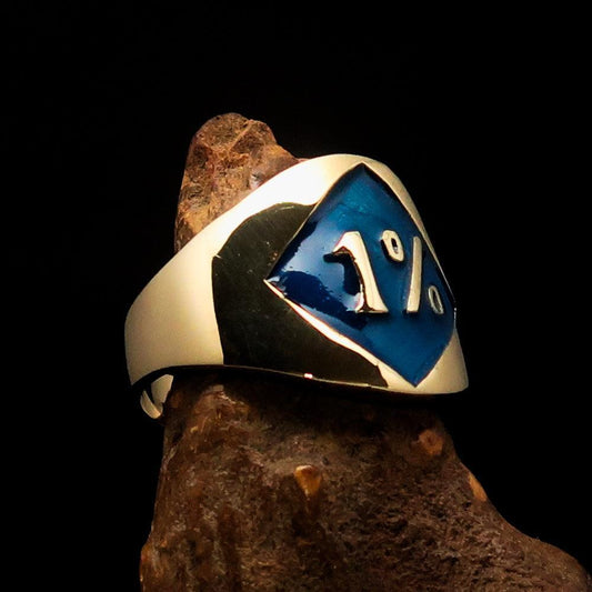 Excellent crafted Men's blue Outlaw Biker Ring Diamond 1% - Solid Brass - BikeRing4u
