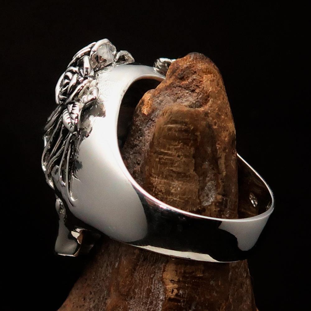 Excellent crafted Lady's Biker Granny Skull Ring - Sterling Silver 925 - BikeRing4u
