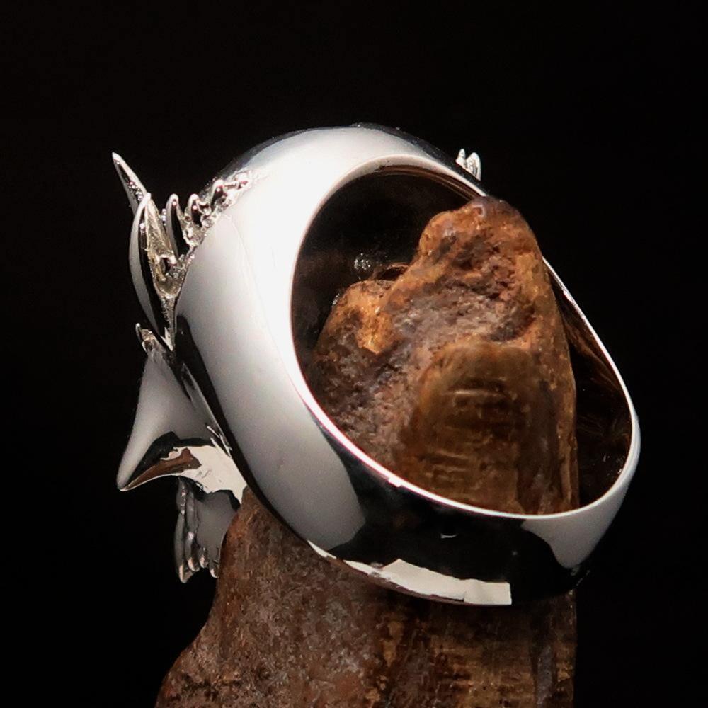 Excellent crafted Men's Vampire Skull Ring Blue Diamond 13 - Sterling Silver - BikeRing4u