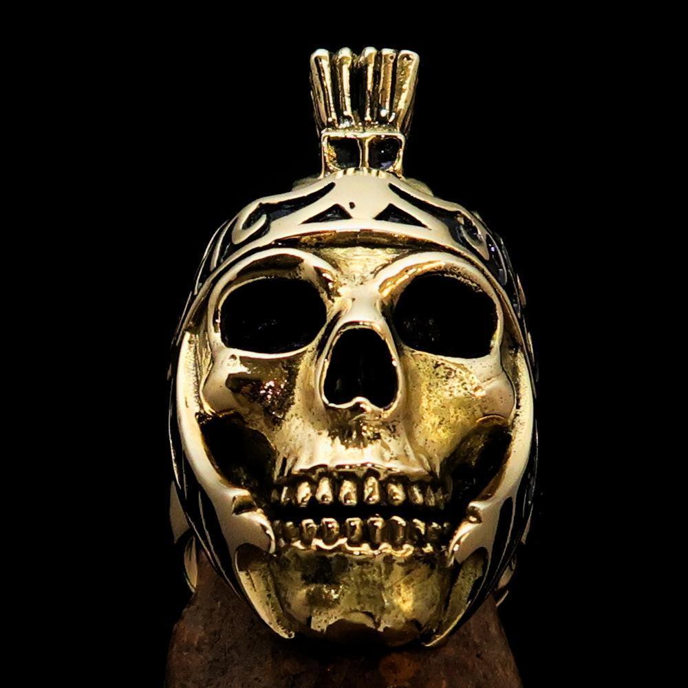 Excellent crafted Men's Skull Biker Ring Roman Centurion - Solid Brass - BikeRing4u