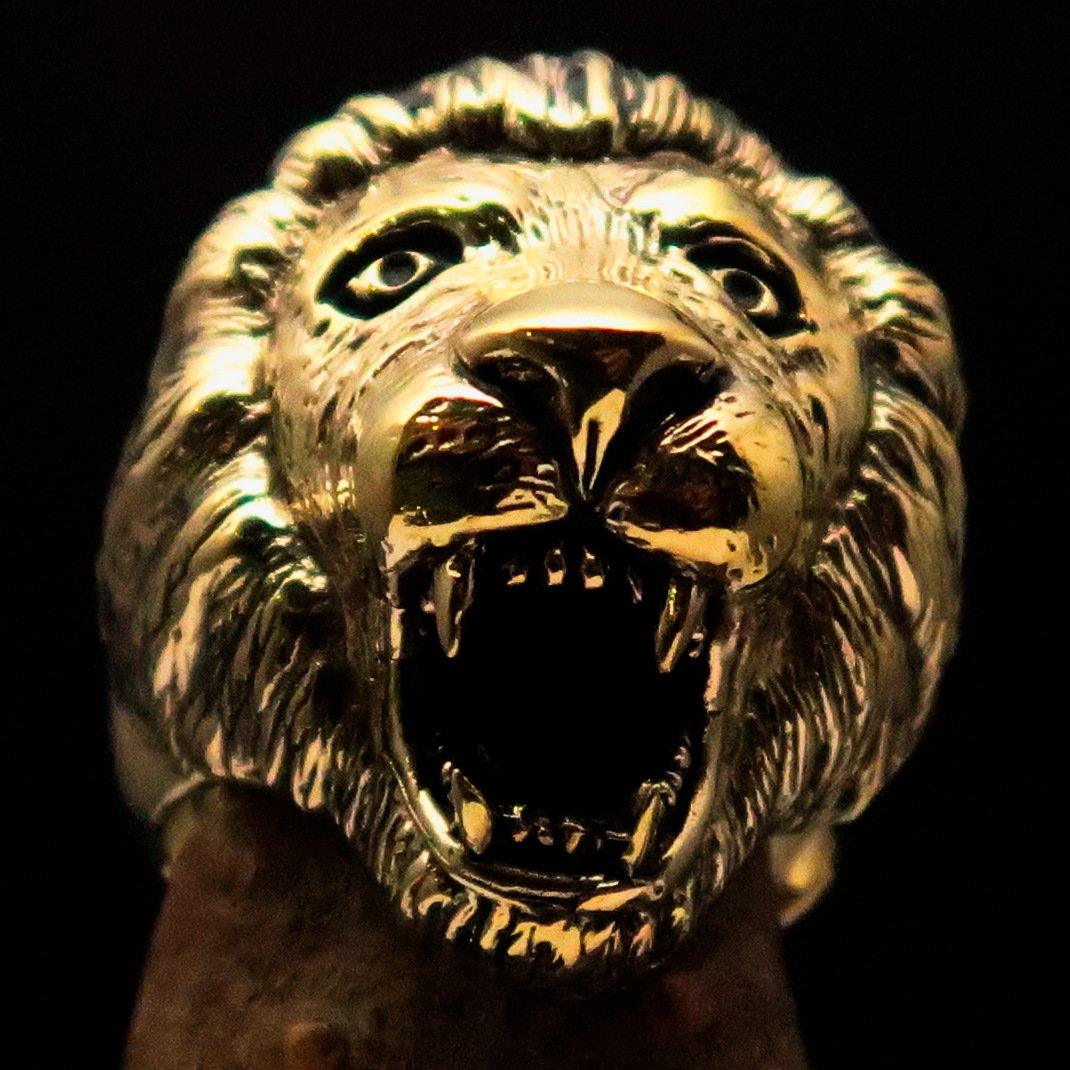 Excellent crafted Men's Brass Animal Biker Ring Royal Male Lion - BikeRing4u