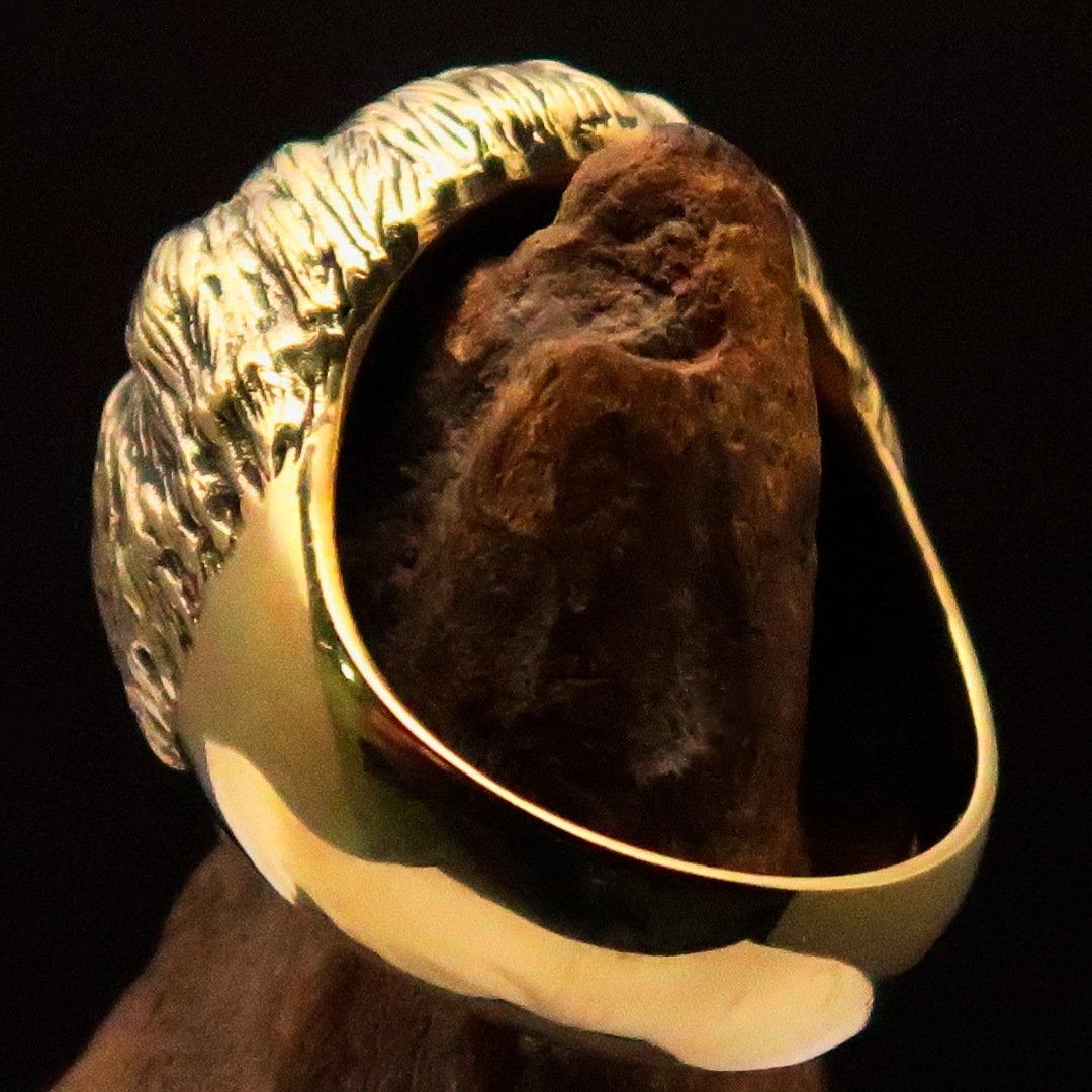 Excellent crafted Men's Brass Animal Biker Ring Royal Male Lion - BikeRing4u